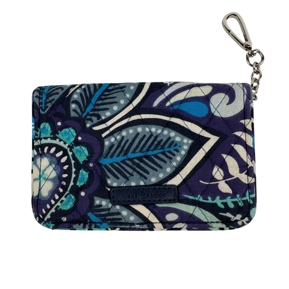 Vera Bradley Wallet‎ Key Chain Blue Island Medallion RFID Quilted Floral Boho